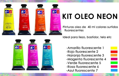 Pinturas Oleo Colores Neon Surtidos Fluorescentes C Luz Uv.