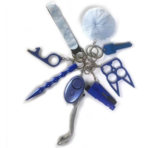 Llaveros Defensa Personal Con Alarma de 8 Pz Azul
