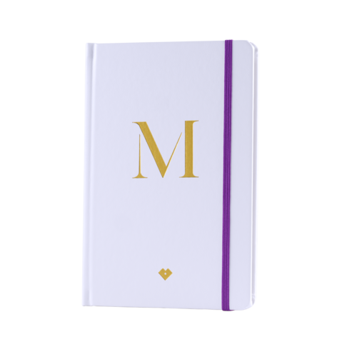 LuckyLy Libreta de Notas Iniciales con Pasta Dura de Piel Vegana , Separador y Elástico, Cuaderno de Notas Profesional ideal como Agenda Mujer y Diario - Notebook Letra M