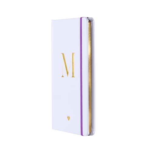 LuckyLy Libreta de Notas Iniciales con Pasta Dura de Piel Vegana , Separador y Elástico, Cuaderno de Notas Profesional ideal como Agenda Mujer y Diario - Notebook Letra M