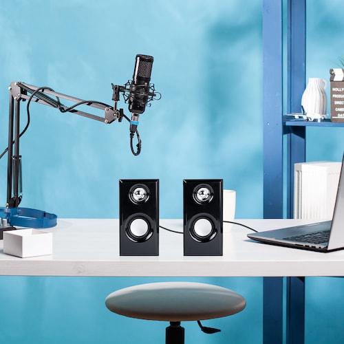 Bocinas Dúo con Sonido Estéreo Alámbricas para Escritorio conexión Auxiliar 3.5 potencia de 6W