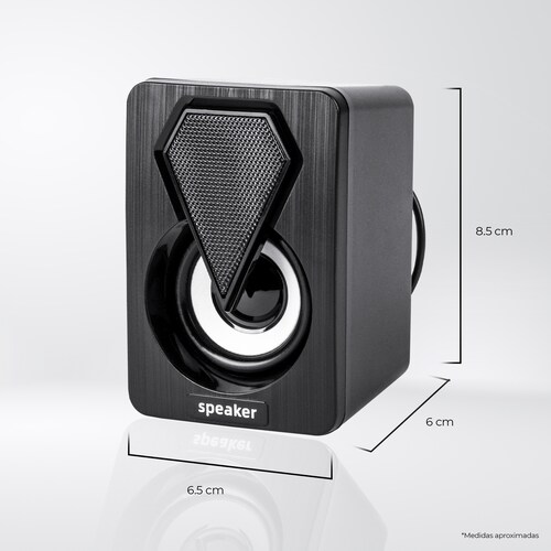 Mini Bocinas Alámbricas USB En Dúo Con Luz RGB Gamer Para Escritorio Conexión Aux 3.5 Sonido Estéreo Control De Volumen