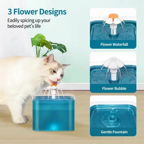 B-A Fuente de agua para gatos con flor