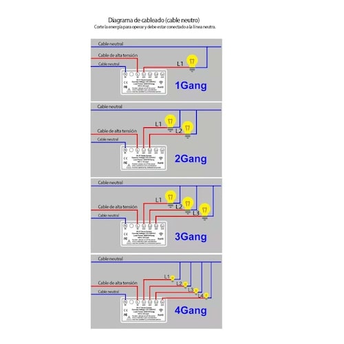 Interruptor Luz Pared Inteligente Wifi 2 Vías Negro
