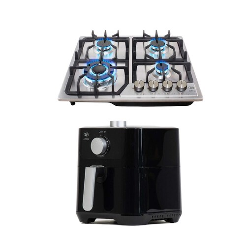 Combo Parrilla A Gas 4 Quemadores Y Freidora De Aire 2.5 Litros  Avera AI4BFE02