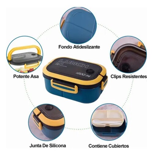 Fiambrera Portátil, Térmico Lunch Box Gran Capacidad 1200ml