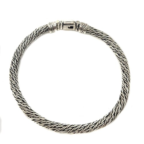 Pulso Tejido Plata 925 Pavonada 21cm X5mm