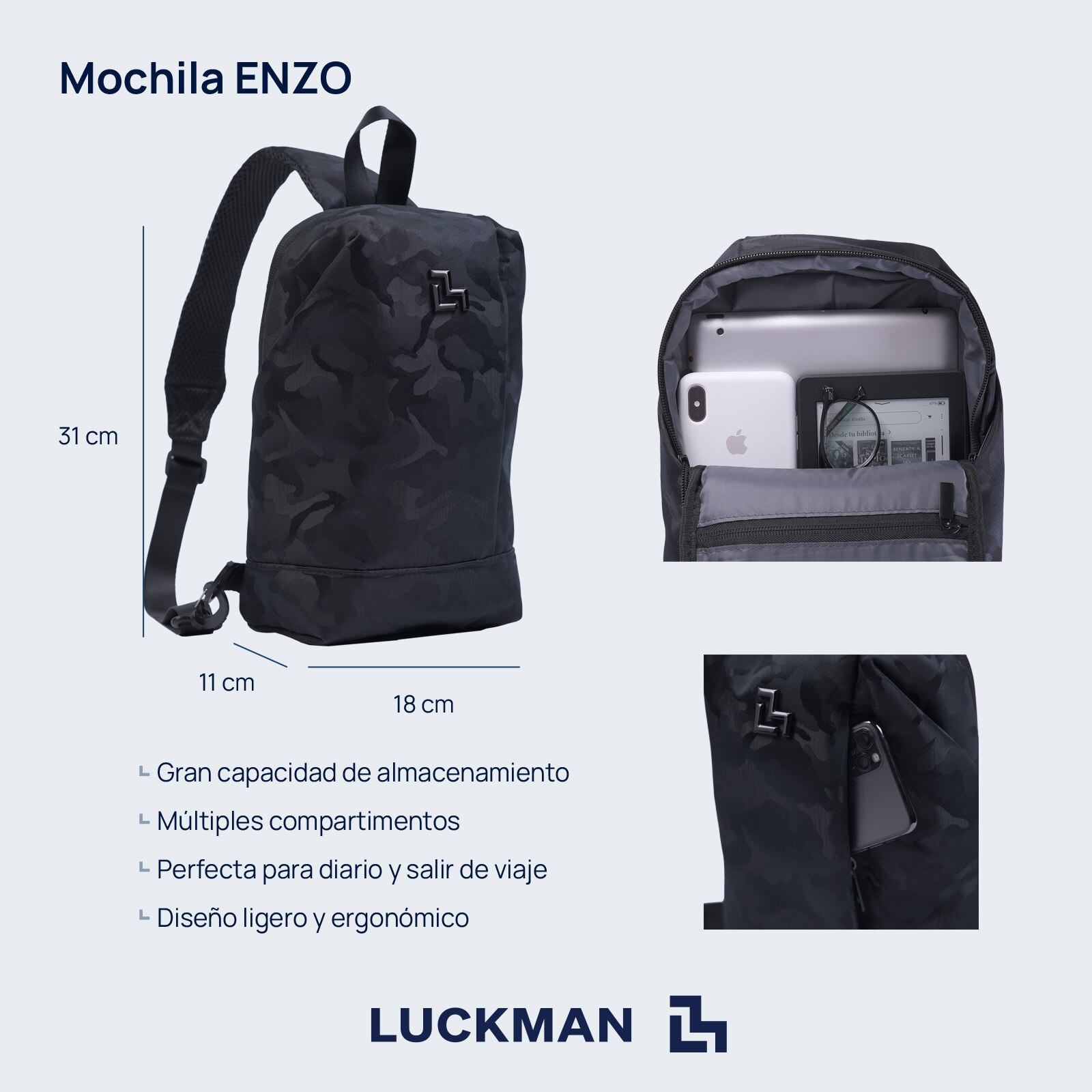 Mochila discount hombre cruzada