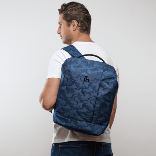 LUCKMAN Mochila para Laptop hasta 15.6 Pulgadas, Moderna Antirrobo, Múltiples Compartimentos, Backpack Hombre Ejecutiva, Escolar de Viaje, Funcional Resistente, Repelente al Agua - Mateo, Azul Militar