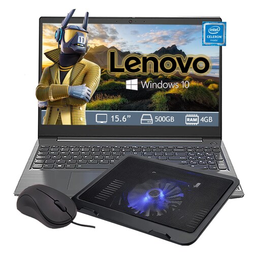 Laptop Lenovo V15-IGL 15.6" Intel Celeron N4020 500GB/4GB - Gris Oscuro + Base Enfriadora+ Mouse