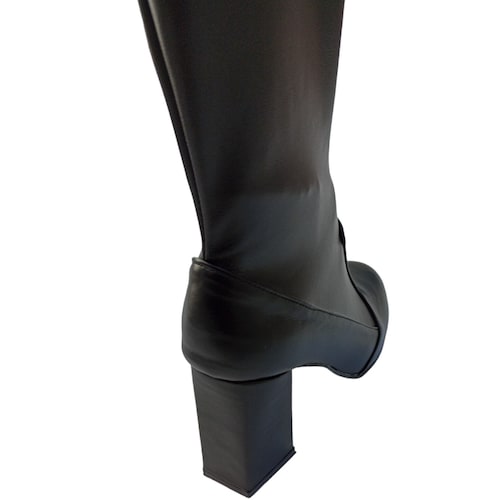 Botas Largas Piel Sintética Elástica Stretch Dama a la Rodilla Negras Para Invierno Tacón Alto 9cm