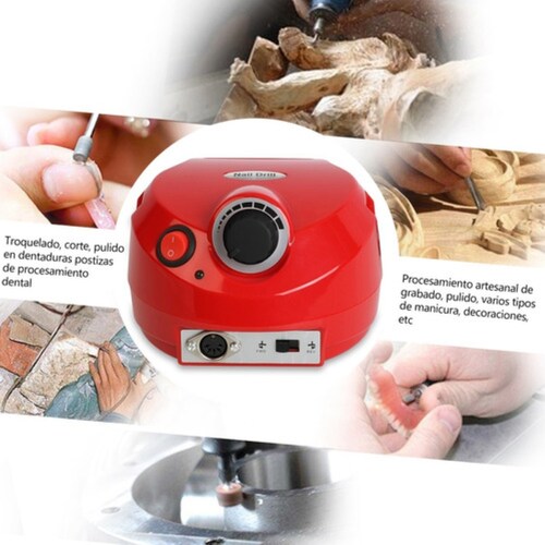 Pulidor Para Uñas Drill Esmeril Profesional 25000 Rpm Rojo
