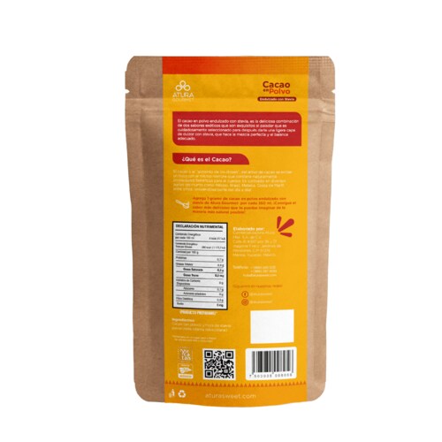 Atura Sweet Cacao Polvo Endulzado Stevia 70 Gramos 