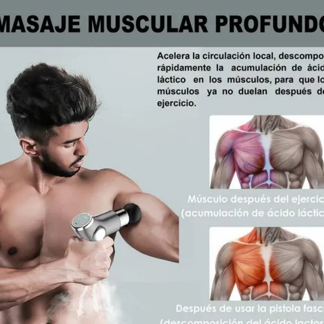 Mini Pistola De Masaje Muscular 32 Nivele Ajustable 8 Cabeza