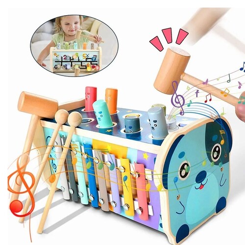 Juguete Didáctico Carrito De Perro Con Música Y Martillo 5e1.