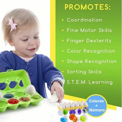 Juego Didáctico Niños, Huevos De Juguete Educativos Aprender.