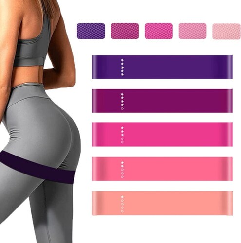 5 Ligas De Resistencia Bandas para Deportes Tonos Rosa