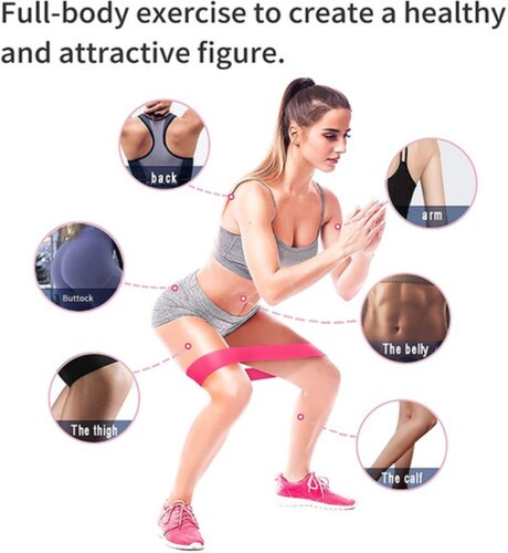 5 Ligas De Resistencia Bandas para Deportes Tonos Rosa