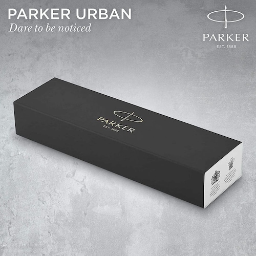 Bolígrafo PARKER Urban Twist | Metro Metallic con adornos cromados | Punta mediana con repuesto de tinta azul 