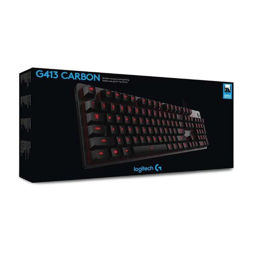 Teclado Gamer Logitech G413 Led Rojo Teclado Mecánico Alámbrico Carbono (Inglés).