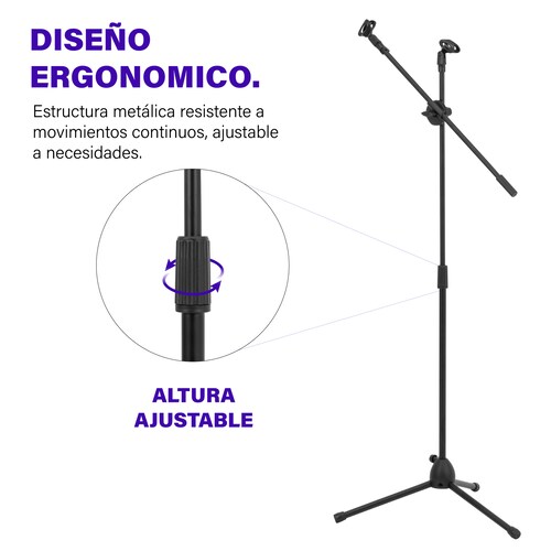Pedestal De Tripie Para Micrófono Ajustable De Metal 6 Pz