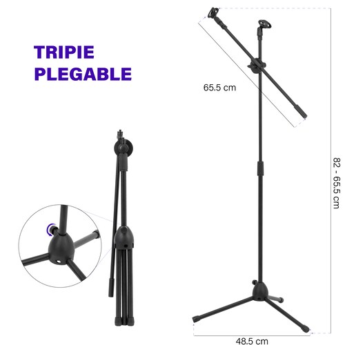 Pedestal De Tripie Para Micrófono Ajustable De Metal 6 Pz