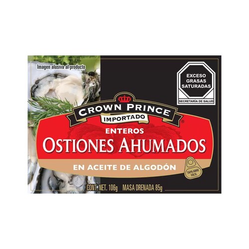 Ostiones Ahumados Enteros Crown Prince 106g