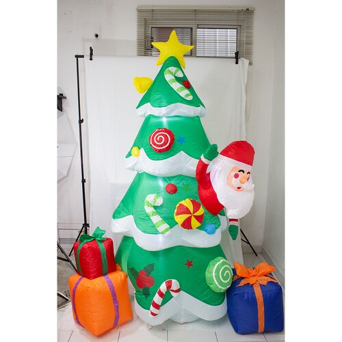Inflable Navideño Santa Arbol de Navidad Luz Led 1.80 Mts