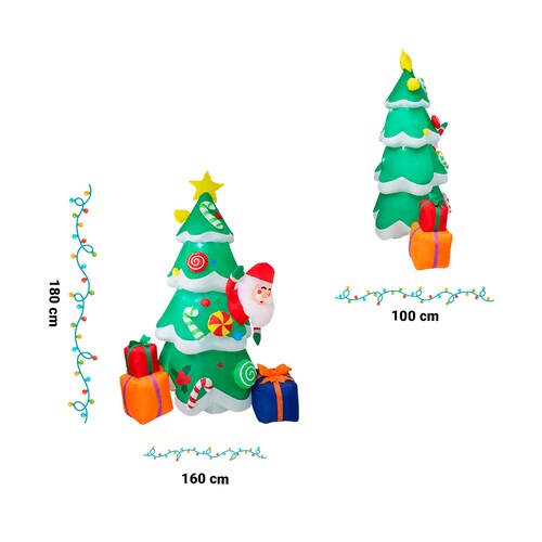 Inflable Navideño Santa Arbol de Navidad Luz Led 1.80 Mts