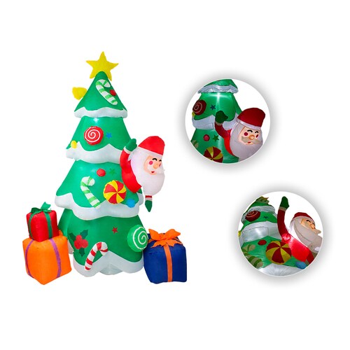 Inflable Navideño Santa Arbol de Navidad Luz Led 1.80 Mts