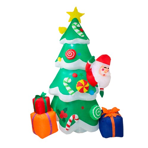 Inflable Navideño Santa Arbol de Navidad Luz Led 1.80 Mts