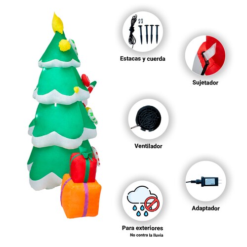 Inflable Navideño Santa Arbol de Navidad Luz Led 1.80 Mts