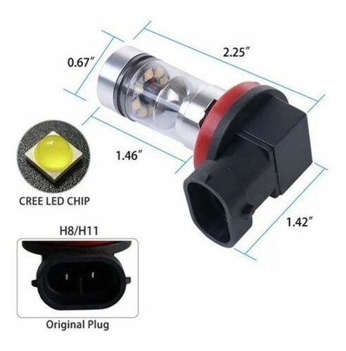 2 Piezas H11 Luz De Coche De Repuesto De Bombilla Led Blanca