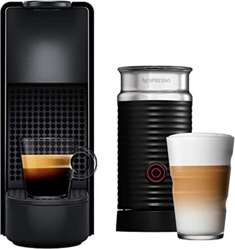 NESPRESSO Cafetera Essenza Mini con Espumador de leche 