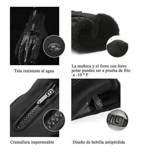 Guantes Cuero Térmicos Impermeables Touch Para Moto/bici L