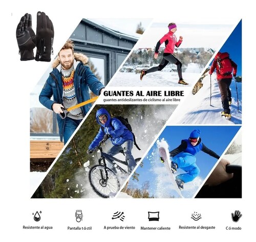 Guantes Cuero Térmicos Impermeables Touch Para Moto/bici L