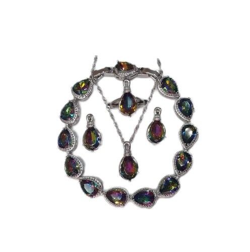 Joyería Fina Baño De Plata .925 Con Piedra de Zirconia Diseño de Gota