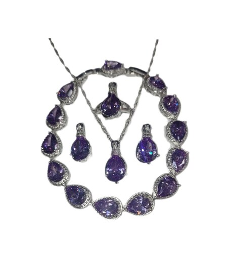 Joyería Fina Baño De Plata .925 Con Piedra de Zirconia Diseño de Gota