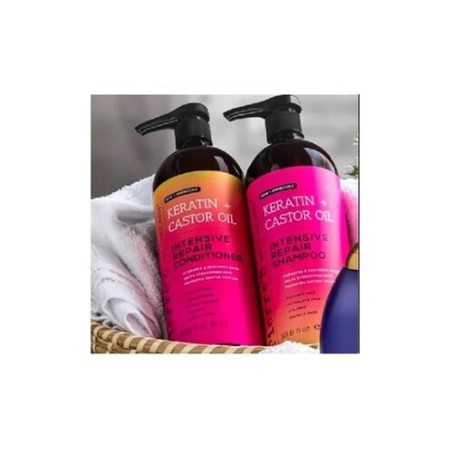 Shampoo y Acondicionador Pierre's Apothecary Reparación Intensiva, Con Queratina y Aceite de Ricino, 2 Botellas de 1 Litro, 2x1