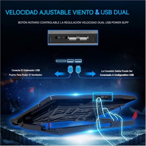 Enfriamiento Para Portátil Con 6 Ventiladores