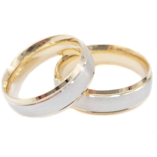 Par De Argollas Oro Amarillo Con Oro Blanco 14k 6mm con interior amarillo