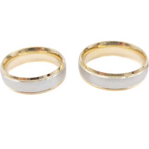 Par De Argollas Oro Amarillo Con Oro Blanco 14k 6mm con interior amarillo