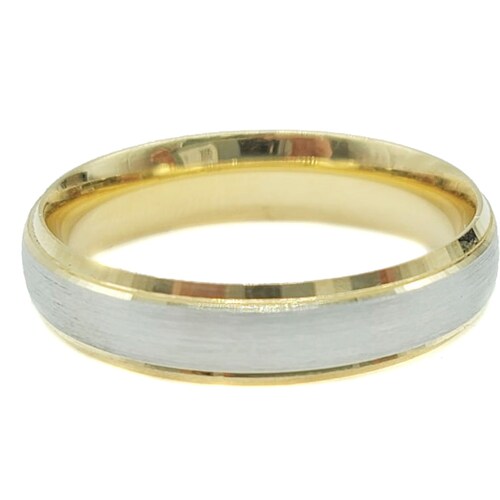 Par De Argollas Oro Amarillo Con Oro Blanco 14k 6mm con interior amarillo