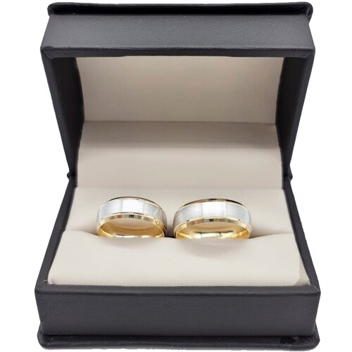 Par De Argollas Oro Amarillo Con Oro Blanco 14k 6mm con interior amarillo