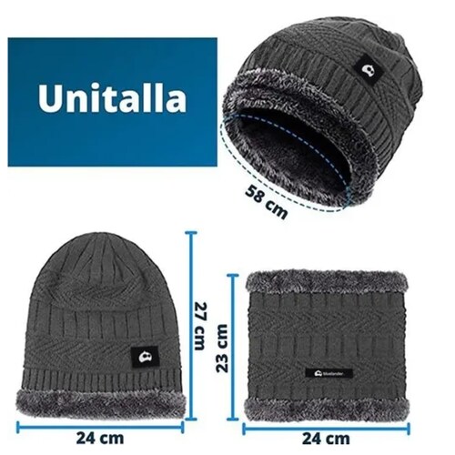 Gorro Bufanda Conjunto Para Frio Invierno Unisex Gris
