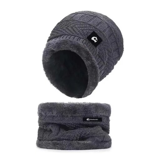 Gorro Bufanda Conjunto Para Frio Invierno Unisex Gris