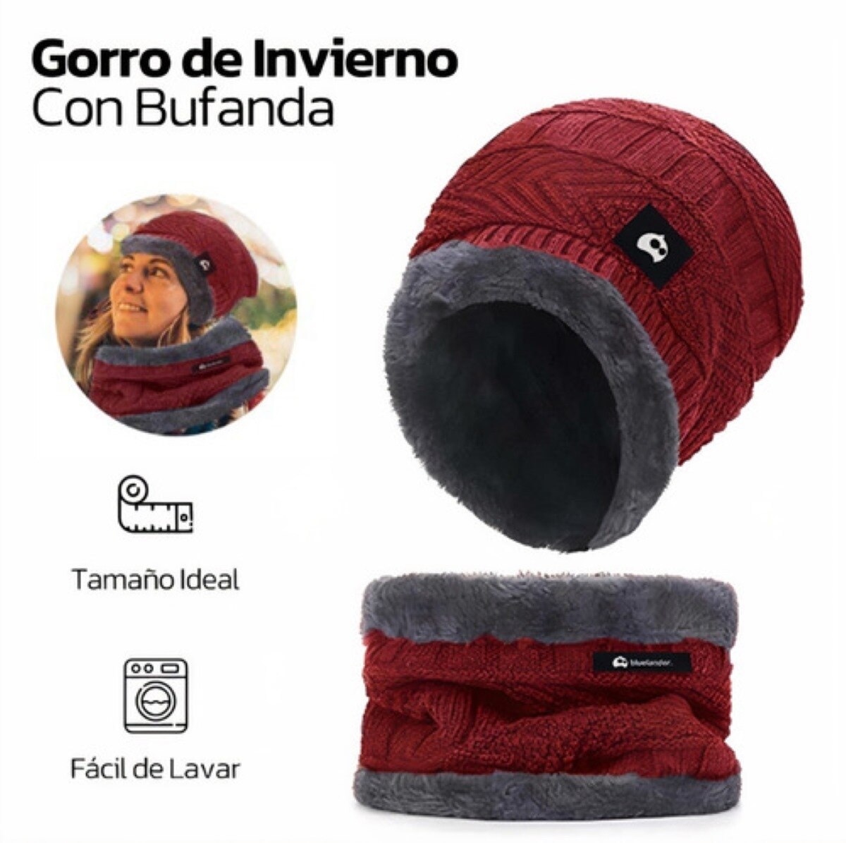 Winter Beanie Hat With Scarf For Men Women – Knit Fleece Lined Cold Weather Cap