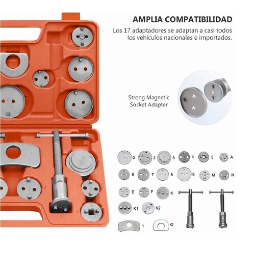 Kit reposicionador de pistones de freno con 16 accesorios - SWAIZ COMMERCIAL