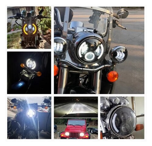 Faro 7 Redondo,ojos Ángel/davidson,suzuki, Honda Yamaha