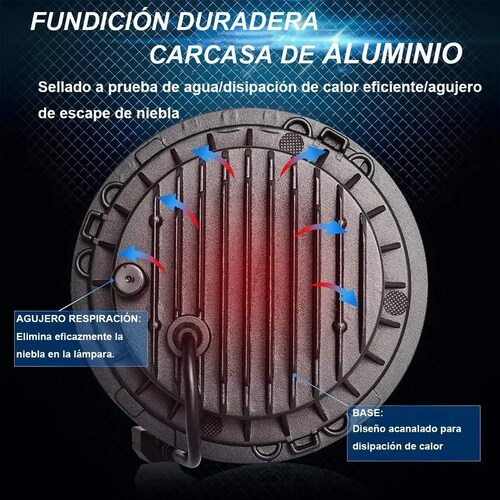 Faro Led 7'' Redondo Para Jeep/moto/ojos De Ángel